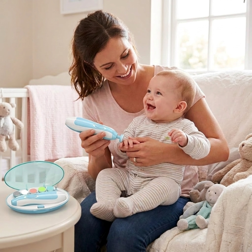 Electric Baby Nail Trimmer — Safe, Painless & Quiet | LED Light, Rechargeable & Travel-Friendly | For Newborns & Toddlers in UAE