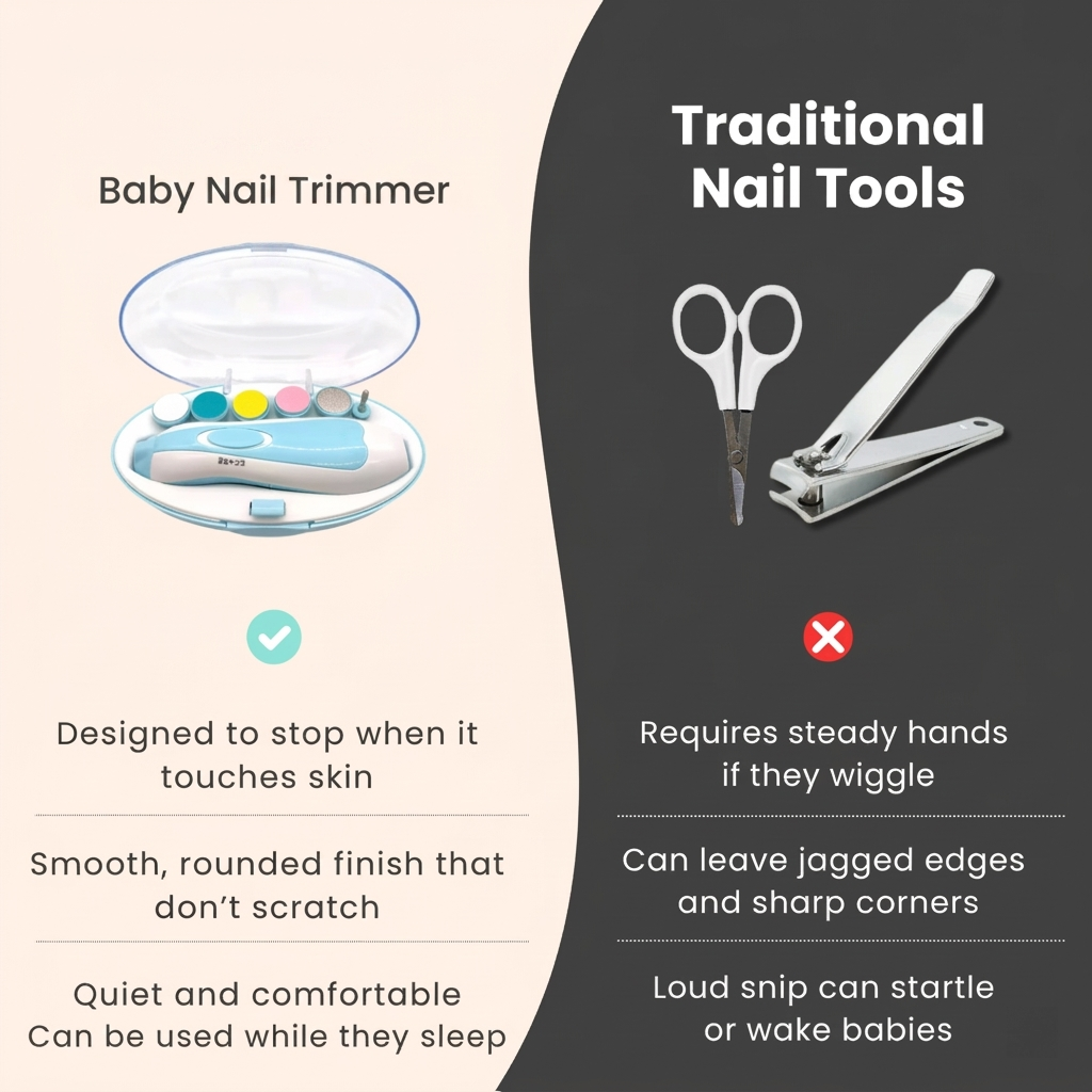 Electric Baby Nail Trimmer — Safe, Painless & Quiet | LED Light, Rechargeable & Travel-Friendly | For Newborns & Toddlers in UAE
