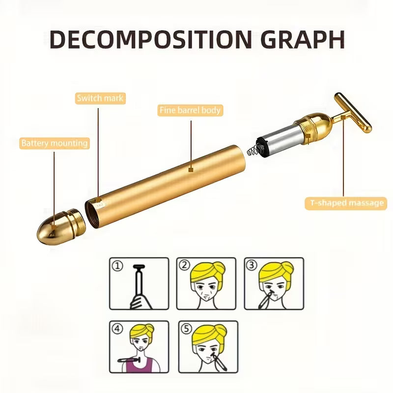 T-Shaped Electric Facial Massage Bar | Sagging, Dull Facial Skin NOURIVUE